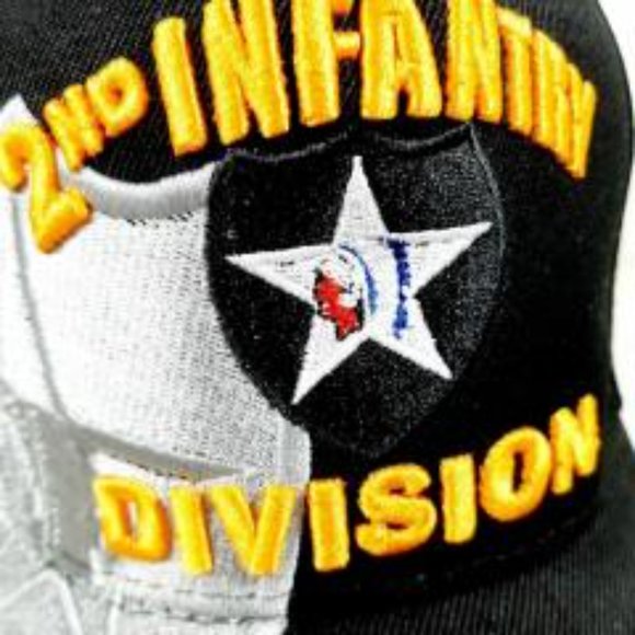 US Army 2nd Infantry Division Men's Ball Cap Hat Black Embroidered Acrylic - Picture 2 of 6
